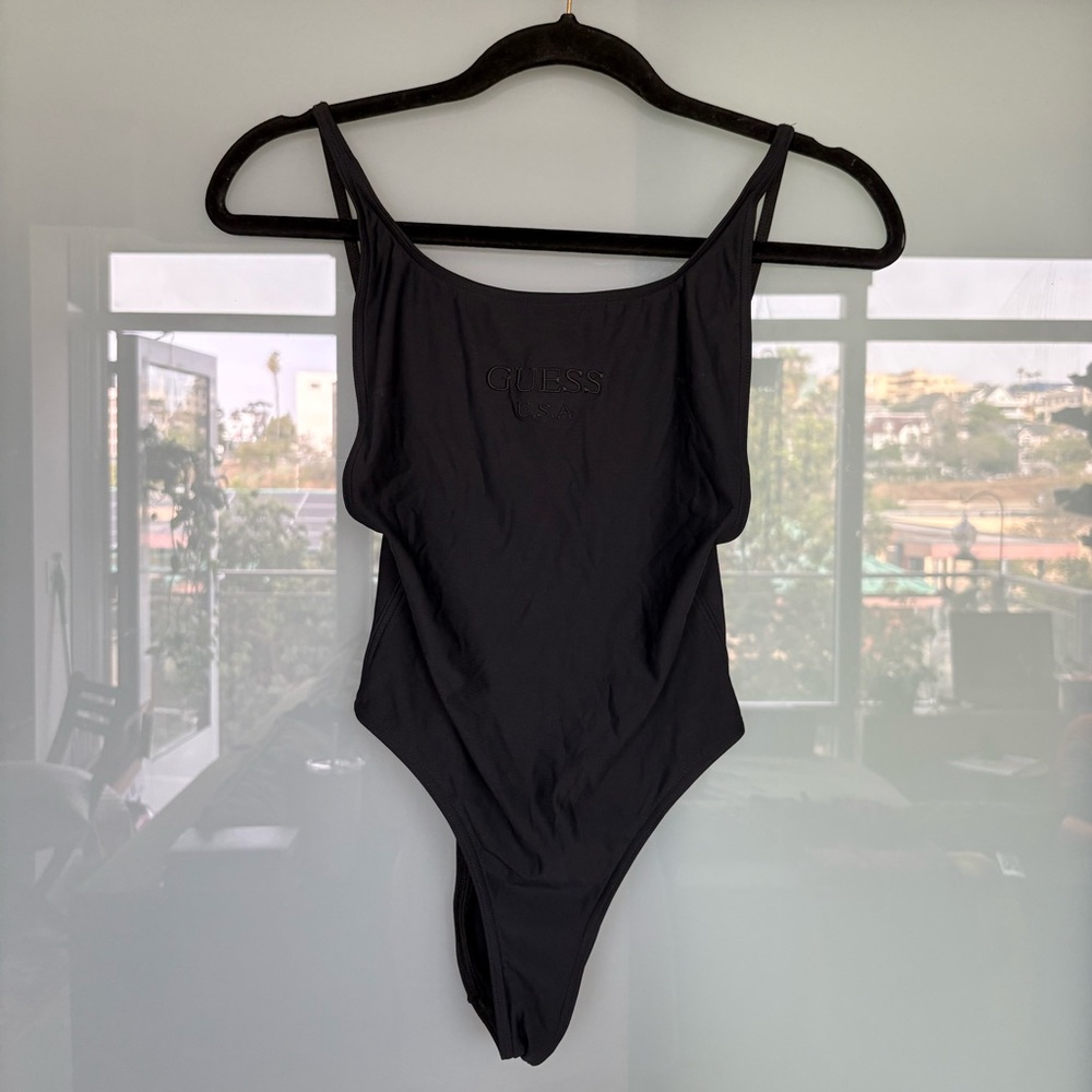 GUESS Black Low Back One-Piece Swimsuit